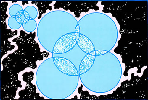 Crisis on Infinite Earths panel : symbolic representation of the five remaining earths