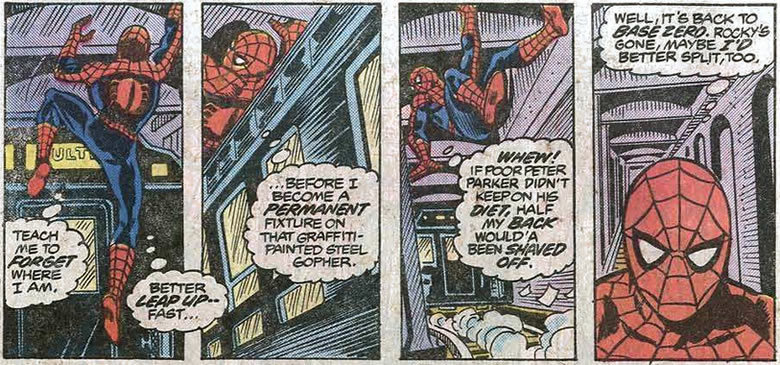 spider-man dodging a subway