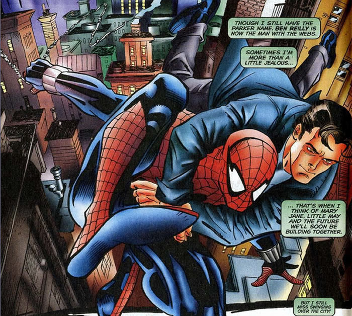 peter hitches a ride
					on ben reilly