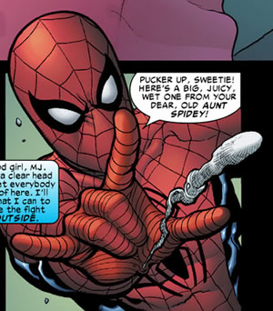 spider-man spins a web