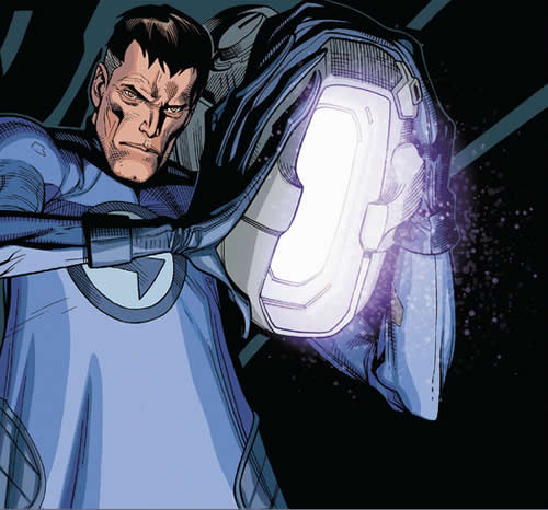 reed richards holds a device that will reveal if someone is a skrull or not