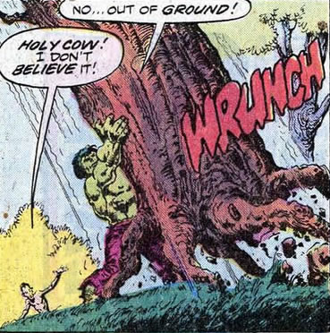 hulk pulls a giant tree out of the ground