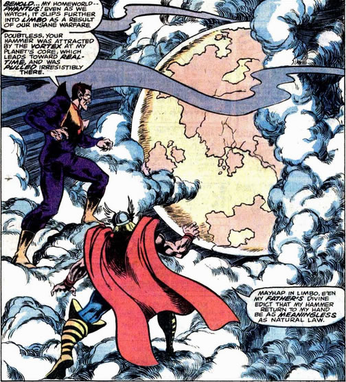 thor and the space phantom looks at the planet phantus as seen from limbo