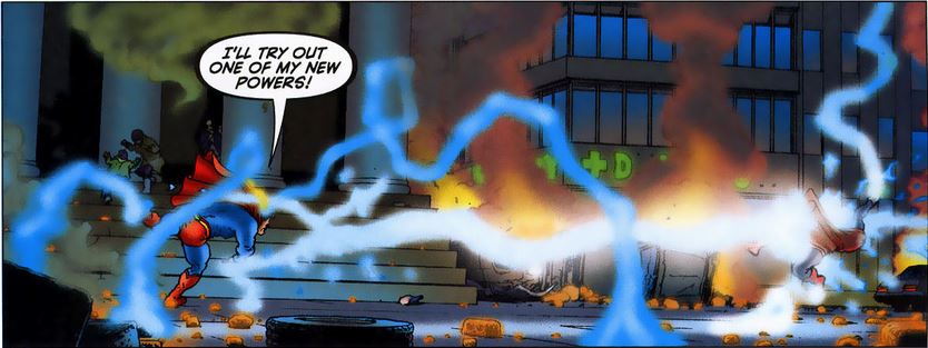 superman fires lightning bolts
