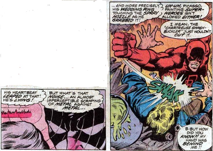 Daredevil uses his heightened senses to second guess a thug