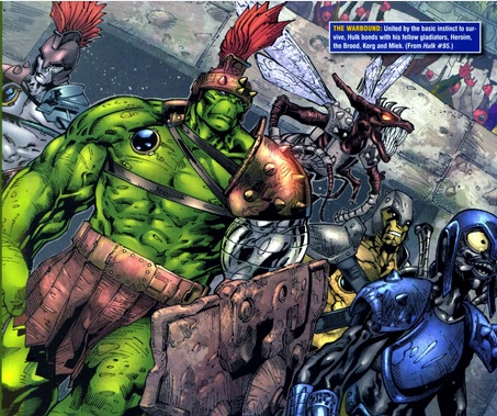 Hulk and the Warbound gladiators in Sakaar